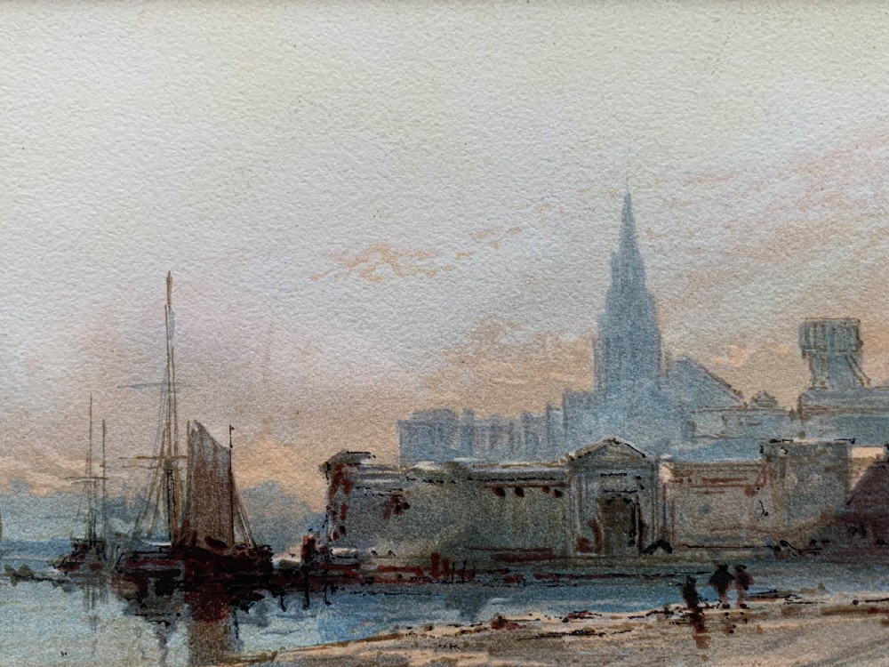 Paul Marny, French/British, (1829-1914), watercolour on paper. St Malo or a View of Antwerp from the Scheldt View IV