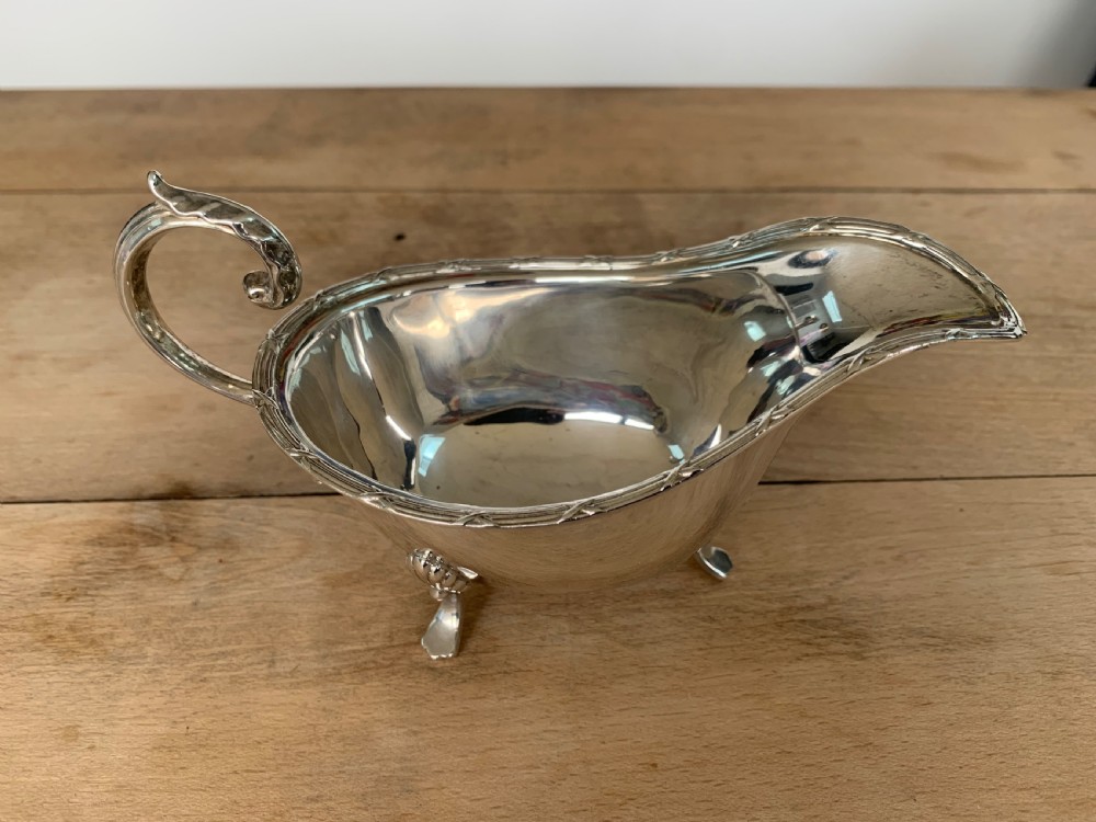 Quality Silver Gravy Boat by Hutton & Sons, London, 1934 View IV