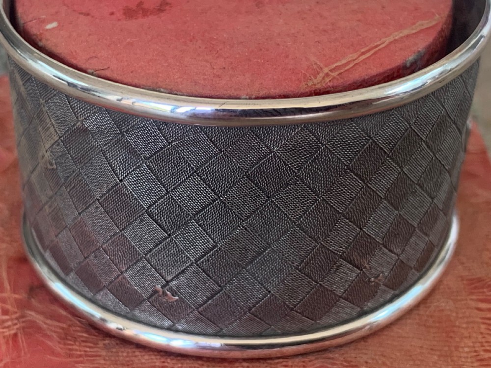 Very Interesting 19thC Chinese White Metal Napkin Ring with Lotus Flower Decoration by Cutshing, Canton View VI