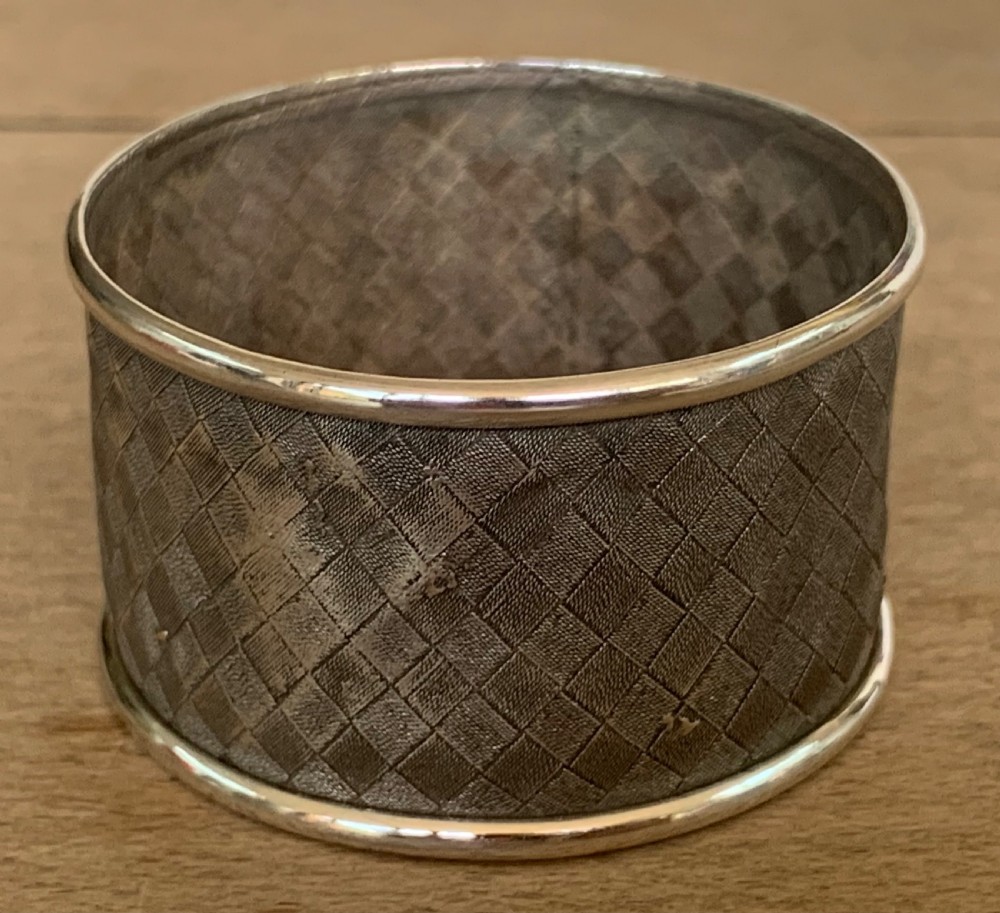 Very Interesting 19thC Chinese White Metal Napkin Ring with Lotus Flower Decoration by Cutshing, Canton View XI
