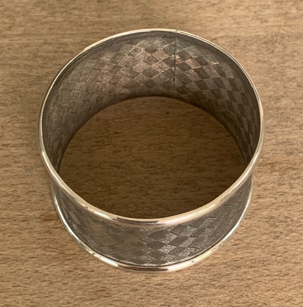 Very Interesting 19thC Chinese White Metal Napkin Ring with Lotus Flower Decoration by Cutshing, Canton View XII