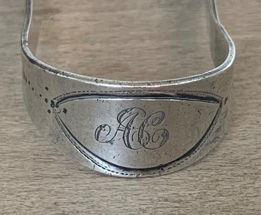 Fine Georgian Bright Cut Silver Sugar Tongs by Peter, Ann and William Bateman London 1800 View XV