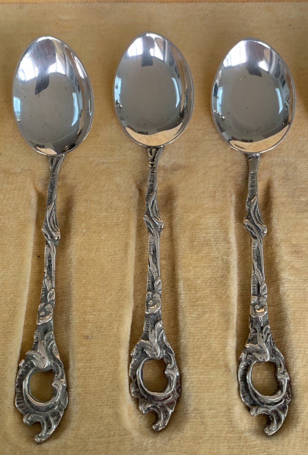Boxed Set of Six Sterling Silver Spoons Retailed by Black & Cie. Buenos Aires View II