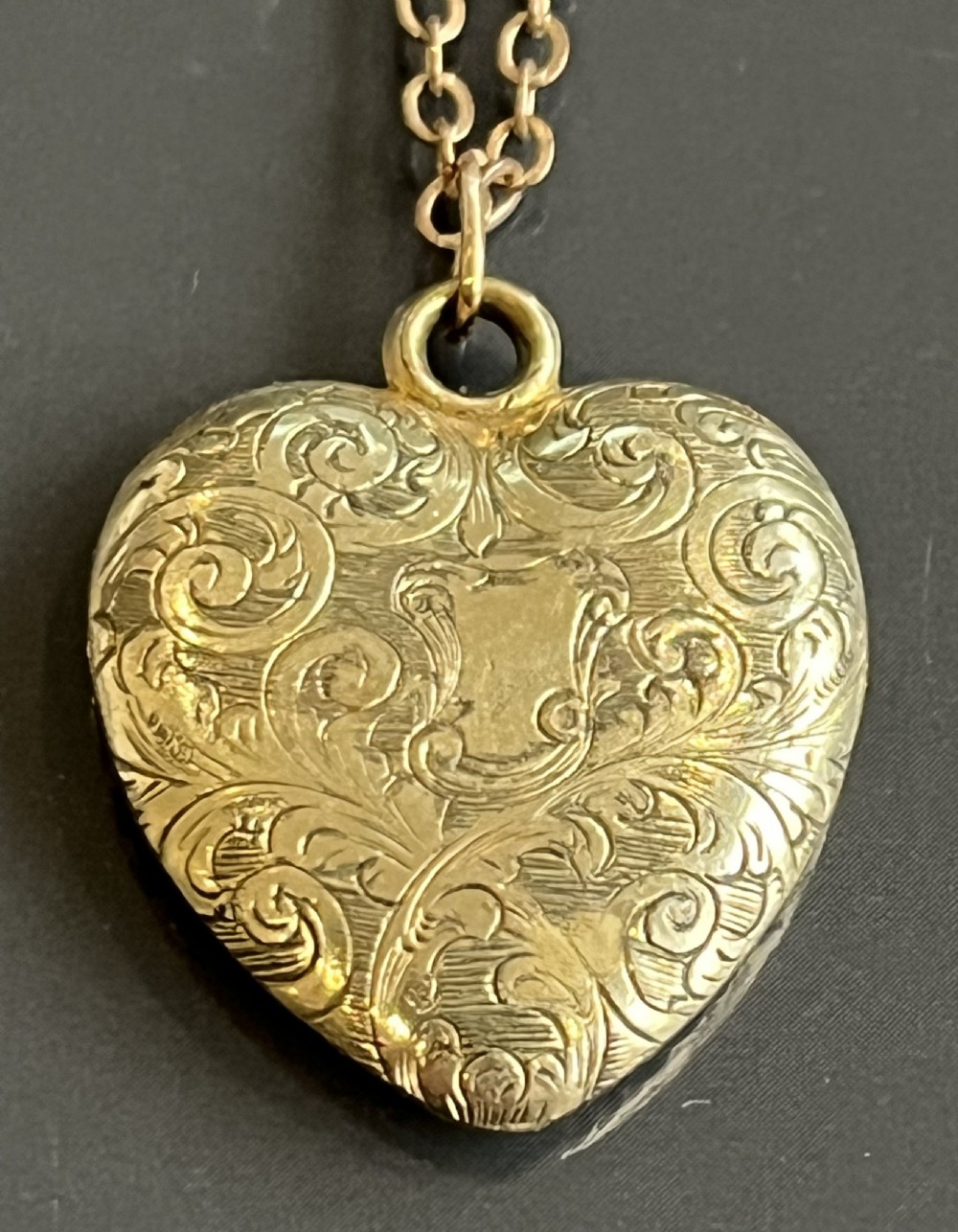 Charming Antique Yellow Metal Heart Shaped Hair Locket Pendant and Chain View II