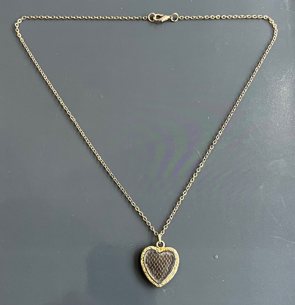 Charming Antique Yellow Metal Heart Shaped Hair Locket Pendant and Chain View V