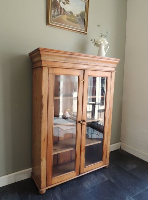 Gorgeous Victorian Solid Pine Glazed Display Cabinet