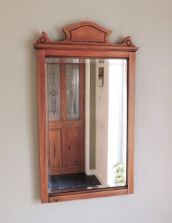 LOVELY ANTIQUE VICTORIAN SOLID MAHOGANY FRAMED BEVELLED EDGE MIRROR