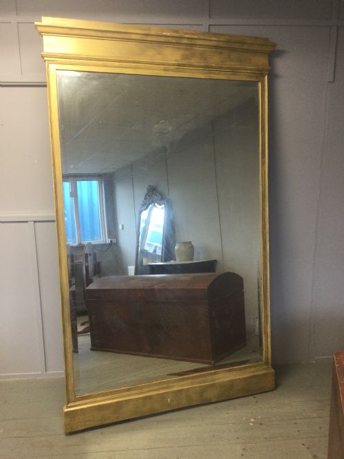 C19th Antique Large Plate French Bevelled Mirror with  later gilt type wooden frame 236 x 145 cm 