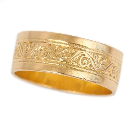 Mid Century 22ct Gold Engraved Wedding Band, Circa 1959
