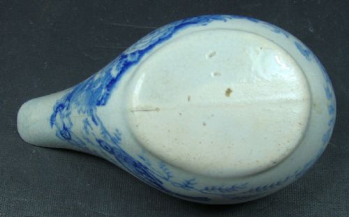 A SMALL BLUE PRINTED CERAMIC PAP BOAT ENGLISH C1830 - ADDITIONAL PHOTO 2