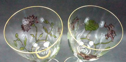 A PAIR OF CRYSTAL HOCK GLASSES WITH ENAMEL DECORATION THERESIENTHAL GERMANY C1910 - ADDITIONAL PHOTO 1