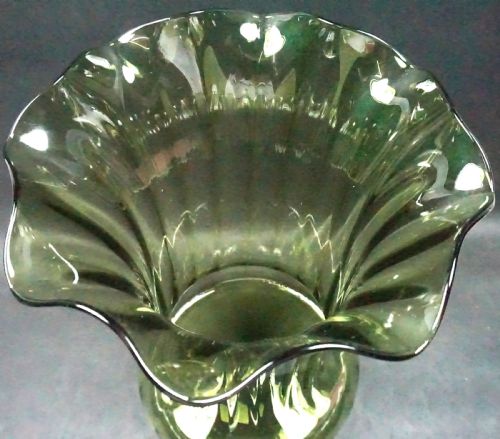 A LARGE OPTICALLY BLOWN GREEN GLASS VASE JAMES POWELL C1900 - ADDITIONAL PHOTO 1