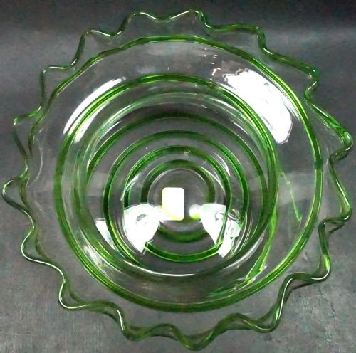 AN ARTS CRAFTS STYLE BOWL WITH GREEN CANE DECORATION ENGLISH C1900 - ADDITIONAL PHOTO 1