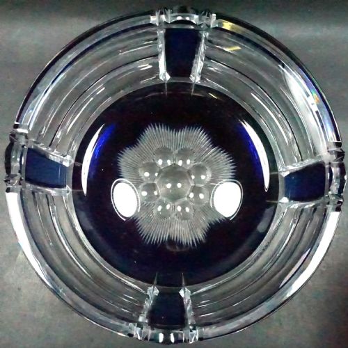 A BLUE OVER CRYSTAL GLASS BOWL DESIGNED BY JOSEPH SIMON FOR VAL ST LAMBERT BELGIUM C1930 - ADDITIONAL PHOTO 1