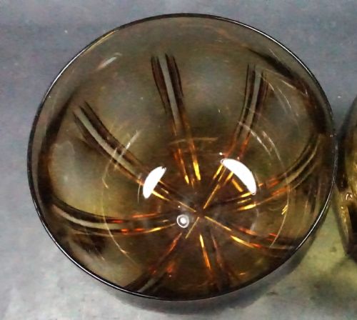 AN UNUSUAL PAIR OR AMBER STRAW GLASS FINGER BOWLS ENGLISH C1810 - ADDITIONAL PHOTO 1