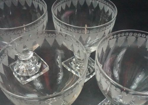 A GROUP OF CRYSTAL GLASS RUMMERS WITH SQUARE LEMON SQUEEZER FEET C1800 - ADDITIONAL PHOTO 1
