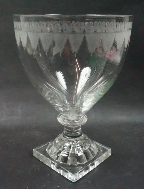 A GROUP OF CRYSTAL GLASS RUMMERS WITH SQUARE LEMON SQUEEZER FEET C1800 - ADDITIONAL PHOTO 2
