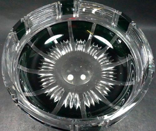 A GREEN OVER CRYSTAL GLASS BOWL DESIGNED BY JOSEPH SIMON FOR VAL ST LAMBERT BELGIUM C1930AND WITH RARE ART DECO FACTORY MARK - ADDITIONAL PHOTO 1