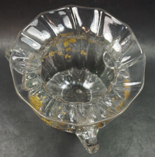 A THREE HANDLED CRYSTAL GLASS BOWL WITH PASTE GILT DECORATION FRANCE C1900 - ADDITIONAL PHOTO 1