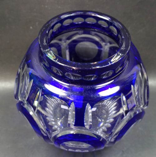 A BLUE OVER CRYSTAL GLASS VASE JOSEPH SIMON FOR VAL ST LAMBERT BELGIUM C1930 - ADDITIONAL PHOTO 1