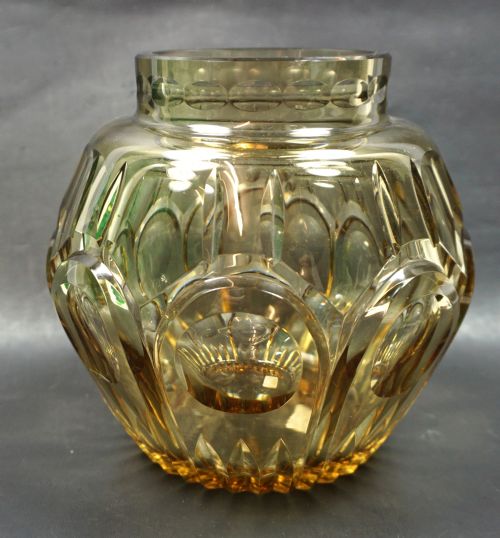 A TOPAZ GLASS VASE JOSEPH SIMON FOR VAL ST LAMBERT BELGIUM C1930