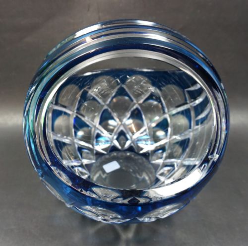 A BLUE OVER CRYSTAL GLASS BASKET JOSEPH SIMON FOR VSL BELGIUM C1930 - ADDITIONAL PHOTO 1