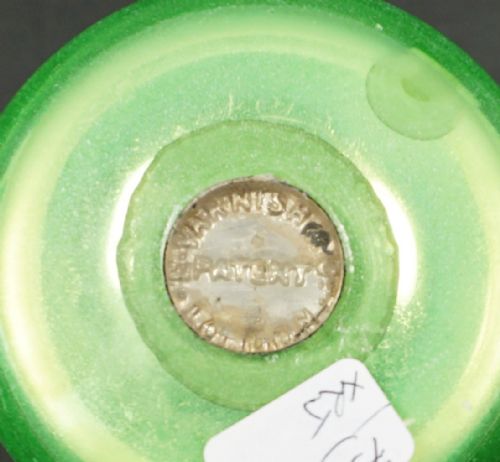 A BRIGHT GREEN DOUBLE WALLED VASE MARKED VARNISH ENGLAND C1860 - ADDITIONAL PHOTO 1