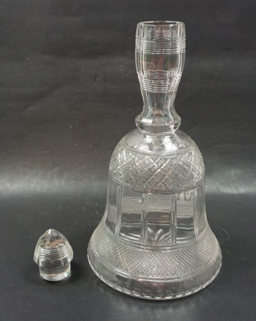 AN UNUSUAL CRYSTAL GLASS BELL SHAPED DECANTER C1910 - ADDITIONAL PHOTO 1