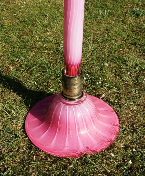 A VERY TALL PINK WHITE CASED GLASS LILY VASE LONDON C1890 - ADDITIONAL PHOTO 2