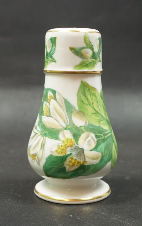 A PEARL WARE POUNCE POT PAINTED WITH LILY OF THE VALLEY ENGLISH C1820