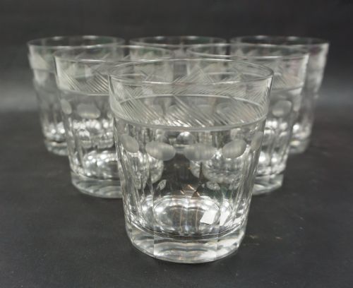 A SET OF SIX CRYSTAL GLASS WHISKEY TUMBLERS ENGLISH C1860