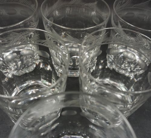 A SET OF SIX CRYSTAL GLASS WHISKEY TUMBLERS ENGLISH C1860 - ADDITIONAL PHOTO 1