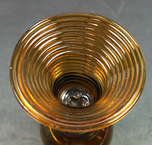 A DARK AMBER GLASS ROEMER WITH COILED FOOT GERMAN C1780 - ADDITIONAL PHOTO 1