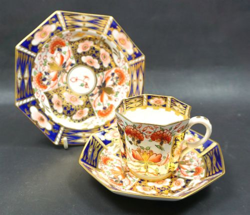 A Stevenson & Hancock Derby Porcelain Trio C.1880