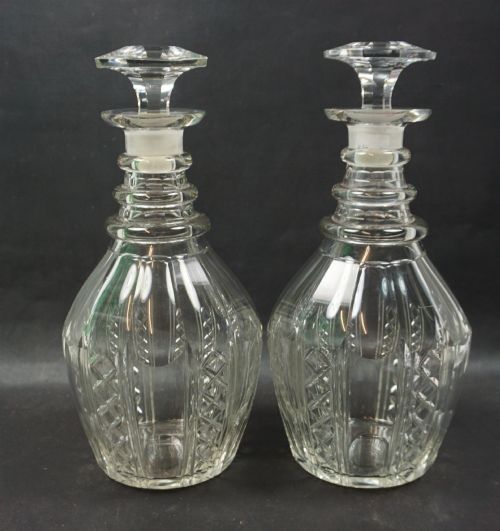 A Pair of Regency Period Ovoid Glass Decanters, English C.1820