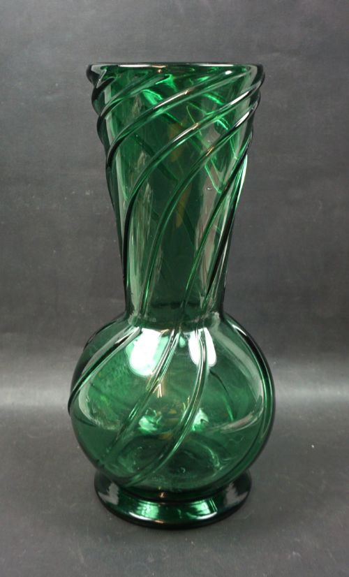 A Green Wrythen Glass Arts & Crafts Style Vase, Stuart, England C.1890