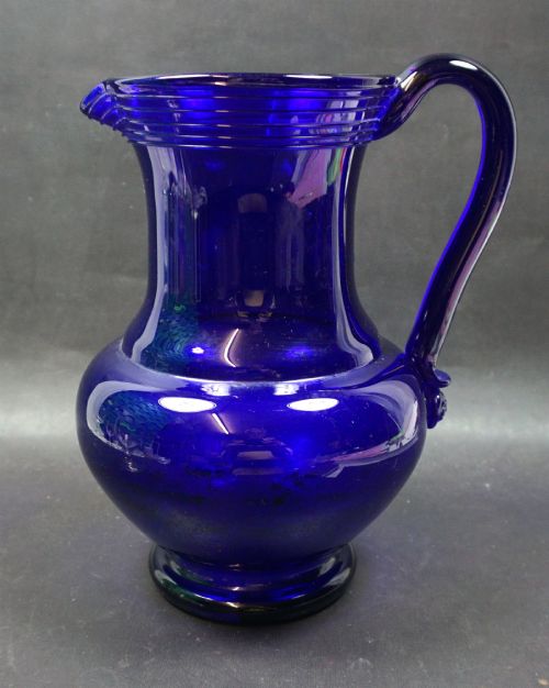 A Large 'Bristol' Blue Glass Jug English C.1900