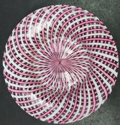 An Unusual Pink & White Latticinio Glass Plate, Alexander Jenkins, Edinburgh C.1880