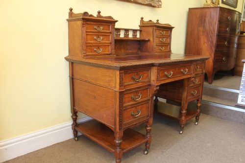 A SUPERB 19TH CENTURY VICTORIAN POLLARD OAK DESK PEDESTAL BY JAMES SHOOLBRED TOTTENHAM COURT ROAD LONDON - ADDITIONAL PHOTO 2