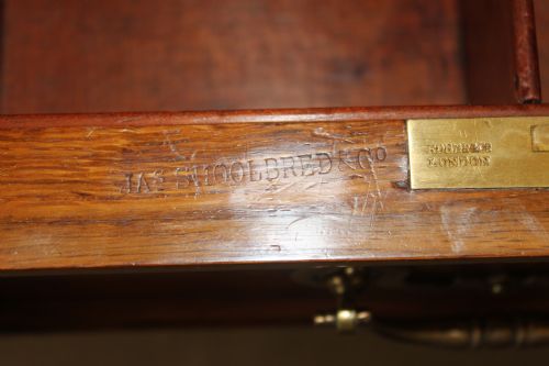 A SUPERB 19TH CENTURY VICTORIAN POLLARD OAK DESK PEDESTAL BY JAMES SHOOLBRED TOTTENHAM COURT ROAD LONDON - ADDITIONAL PHOTO 7