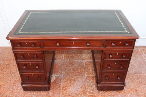 VICTORIAN NINE DRAWER PEDESTAL DESK BY EDWARDS ROBERTS - ADDITIONAL PHOTO 2
