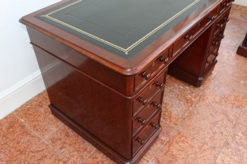 VICTORIAN NINE DRAWER PEDESTAL DESK BY EDWARDS ROBERTS - ADDITIONAL PHOTO 3