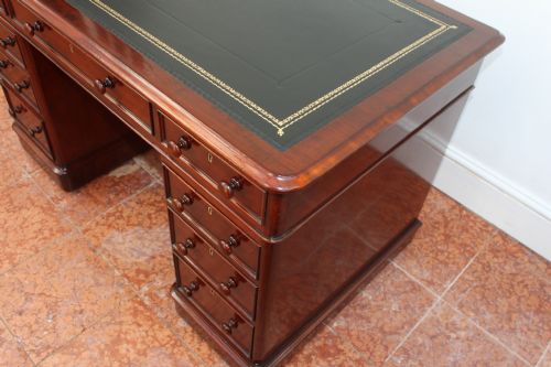 VICTORIAN NINE DRAWER PEDESTAL DESK BY EDWARDS ROBERTS - ADDITIONAL PHOTO 4