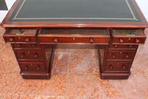 VICTORIAN NINE DRAWER PEDESTAL DESK BY EDWARDS ROBERTS - ADDITIONAL PHOTO 6