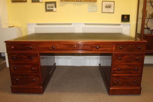 a victorian mahogany pedestal partners desk - CATEGORY: ANTIQUE DESKS - DATED 1870