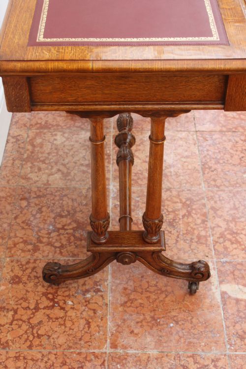 A FINE QUALITY GOLDEN OAK TWODRAWER LIBRARY TABLE BY EDWARDS ROBERTS - ADDITIONAL PHOTO 4
