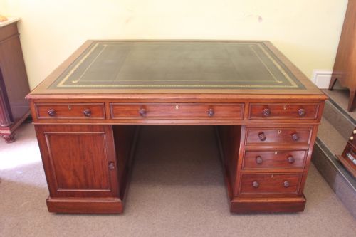 victorian mahogany pedestal 12 drawer partners desk - CATEGORY: ANTIQUE DESKS - DATED 1860