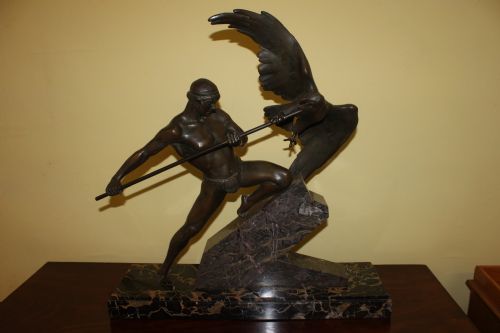 an early 20th century art deco spelter figure - CATEGORY: ANTIQUE METAL - DATED 1920