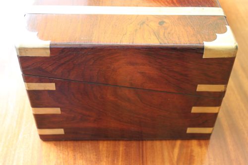 A VICTORIAN ROSEWOOD AND BRASS BOUND WRITING SLOPE - ADDITIONAL PHOTO 3