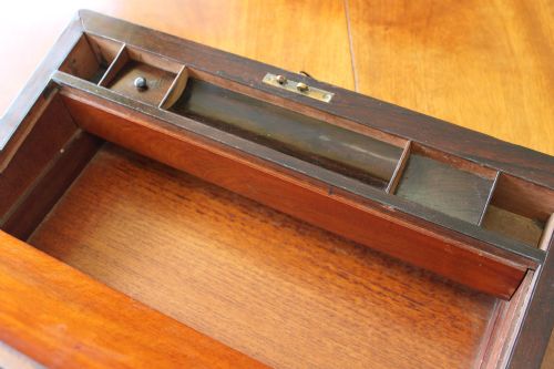 A VICTORIAN ROSEWOOD AND BRASS BOUND WRITING SLOPE - ADDITIONAL PHOTO 6